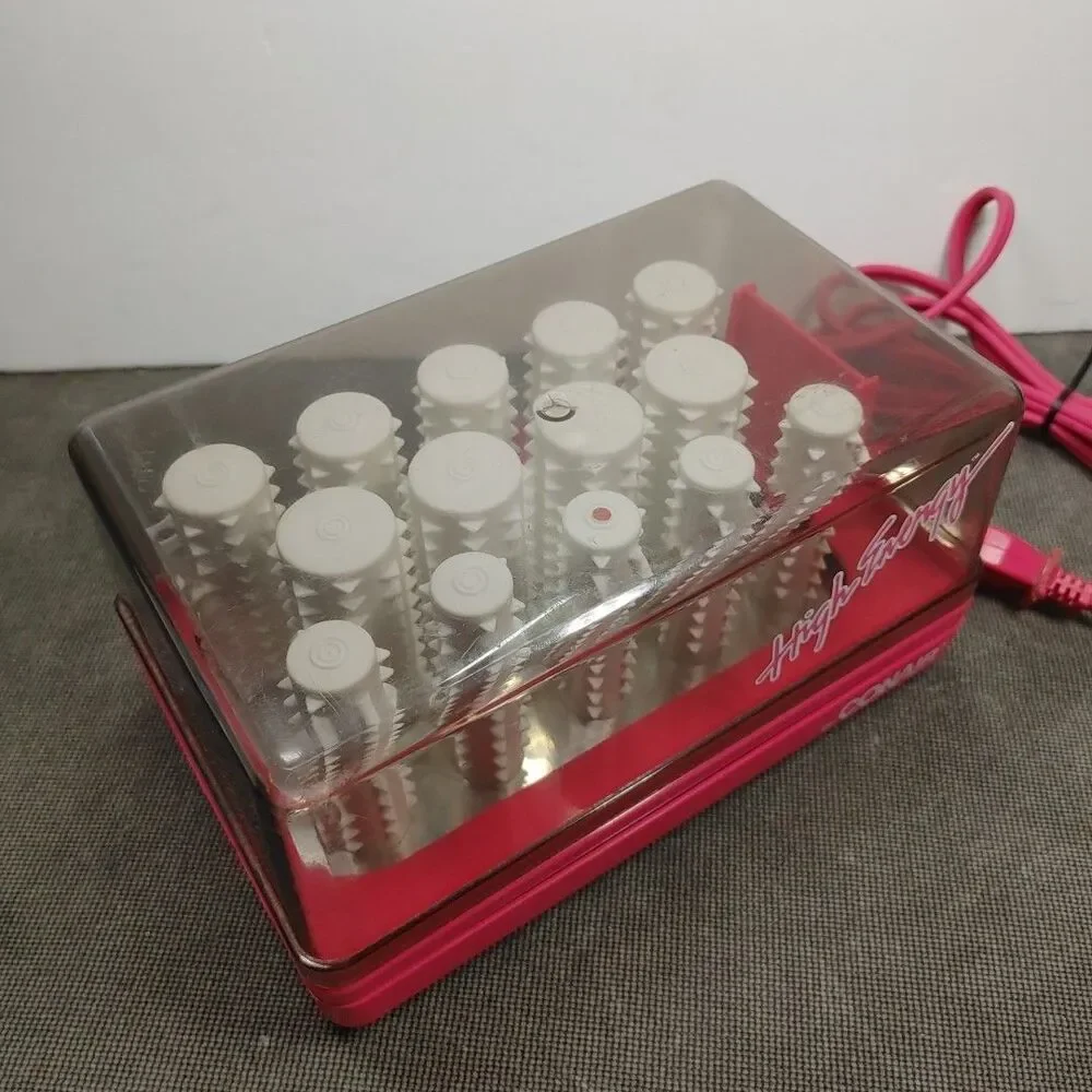 VTG CONAIR HOT ROLLERS HIGH ENERGY w/ Clips HOT PINK Beauty Pageant Model 401